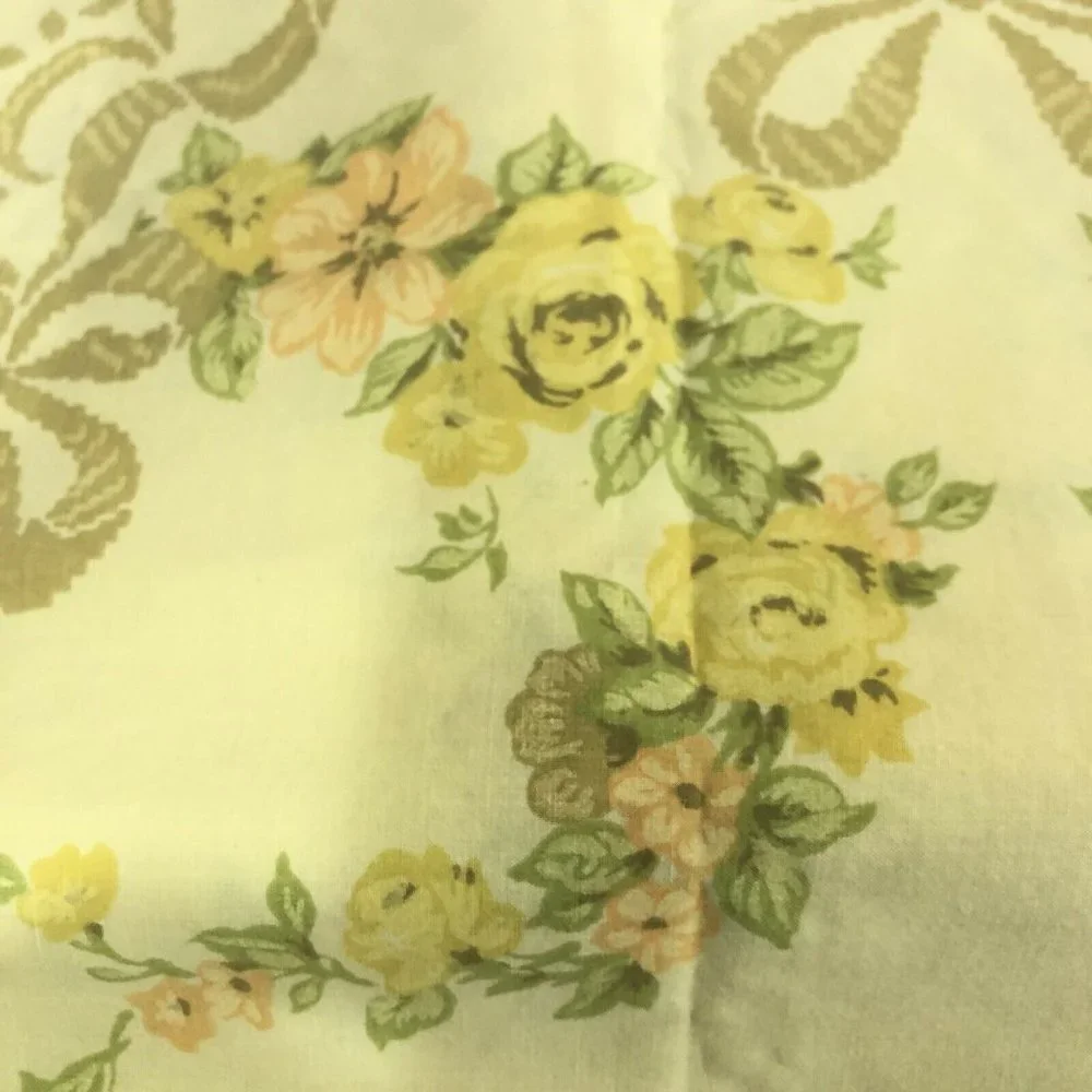 Vtg Percale Yellow Floral‎ Twin Flat Sheet w/ Standard Pillowcase Cottagecore